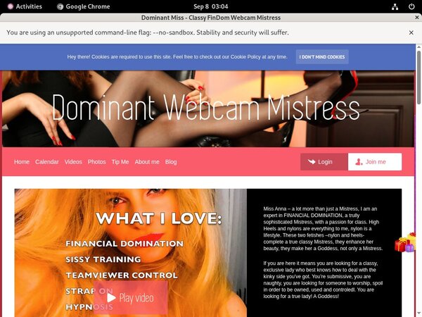 DominantMissClassyFinDomWebcamMistress Image Post